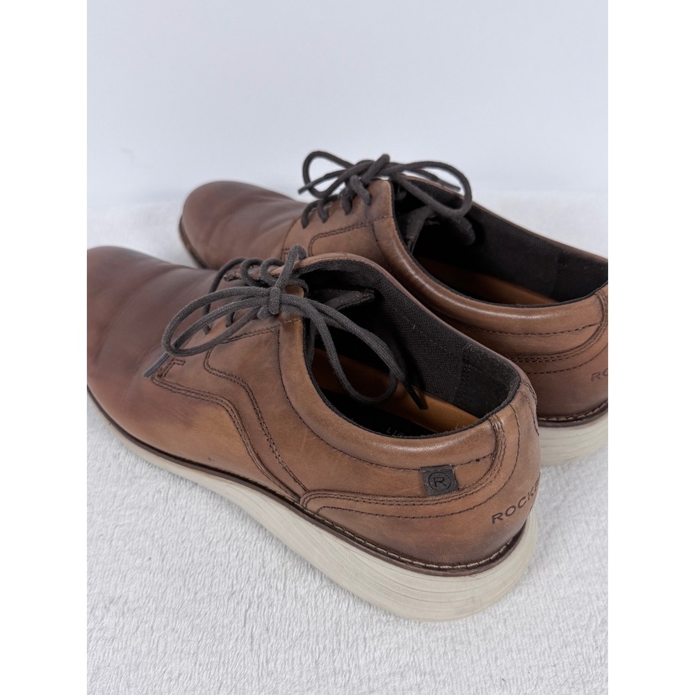 Rockport Total Motion Sport Dress Plain Toe Oxford Brown Leather Mens Shoes - Picture 2 of 6